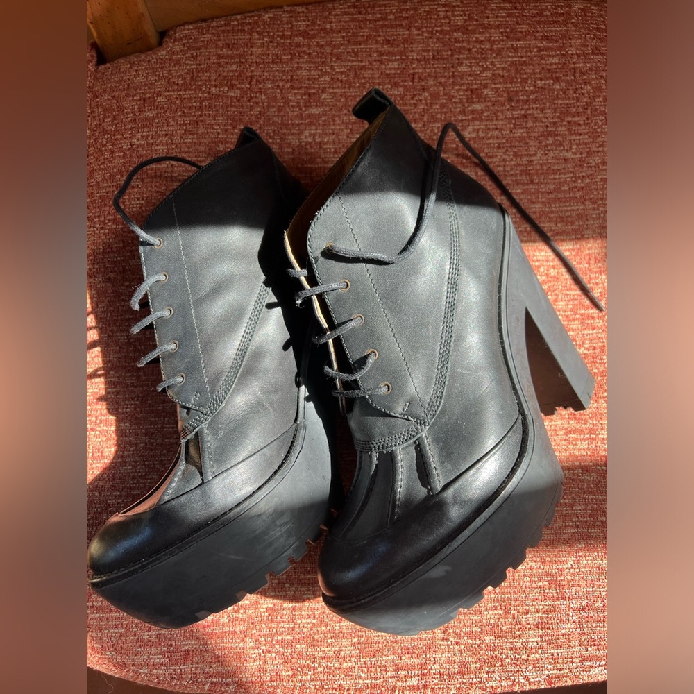 Ralph Lauren Lace Up Black Platform Booties